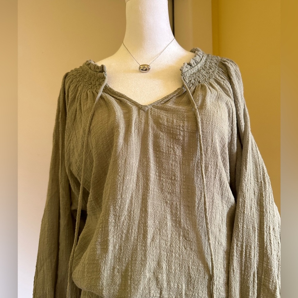 Green Linen Like Eyelet Ruffle Set - Picture 5 of 5